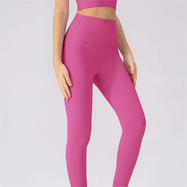 High Elastic Lycra Yoga Pants Naked Women Sense Skinny Hip Raise Running Workout Pants High Waist Belly Contracting Pilates Fitness Trousers