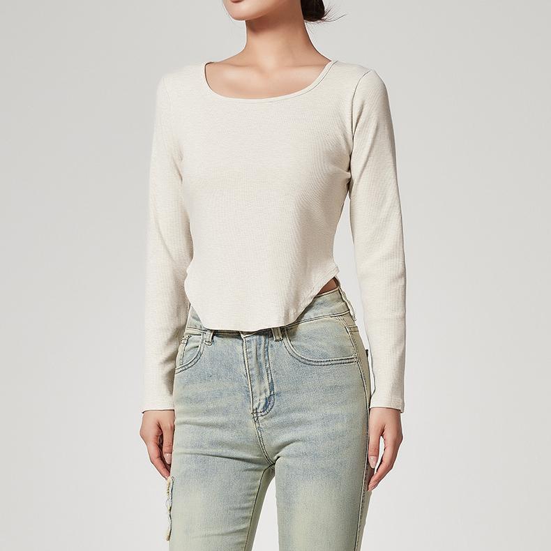 U Neck Bottoming Shirt Women Autumn Winter Korean Slim Fit Slimming Sense Design Long Sleeve T Shirt Top