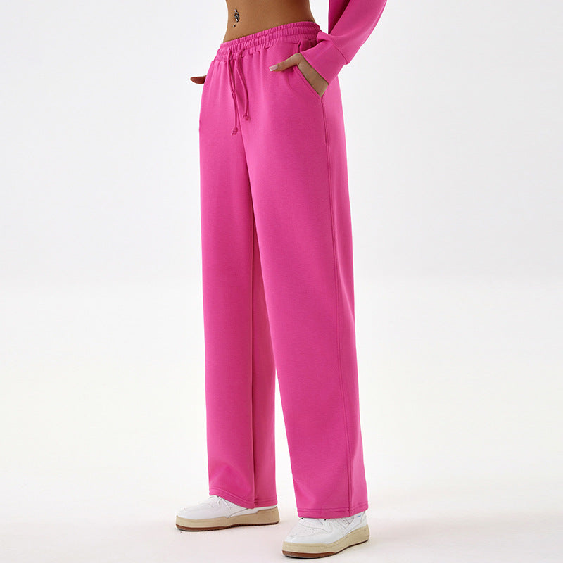 Loose Track Pants Women Outdoor Sports All Matching Drawstring High Waist Pocket Jogging Dance Casual Sweatpants