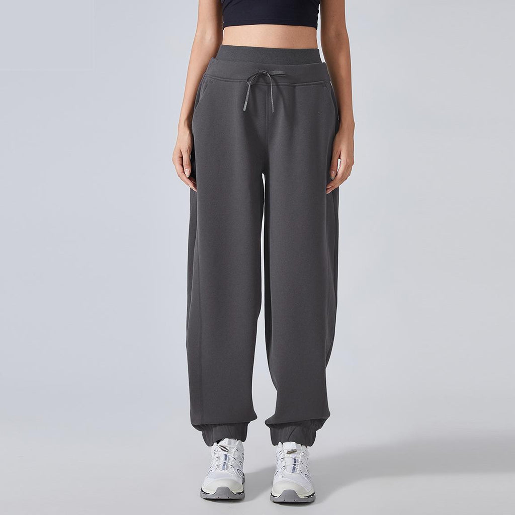 Pantalon de sport thermique doublé polaire automne-hiver 5544 pour femme, pantalon de survêtement décontracté assorti, coupe ample et fuselée, idéal pour le fitness et le yoga.