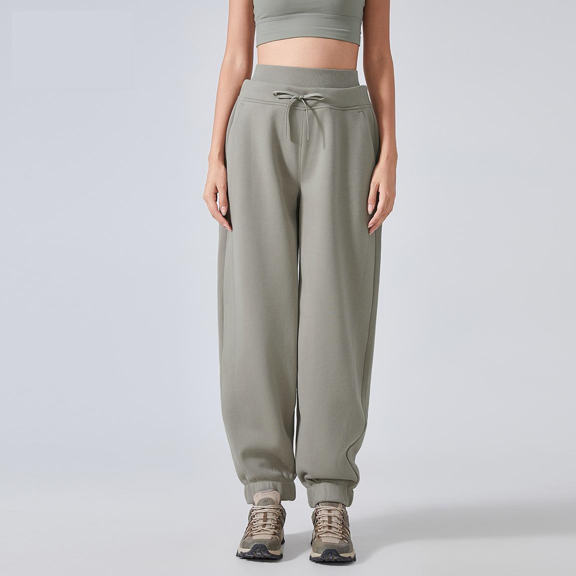 5544Autumn Winter Fleece lined Thermal Workout Pants Women All Matching Casual Sweatpants Loose Tappered Fitness Yoga Pants