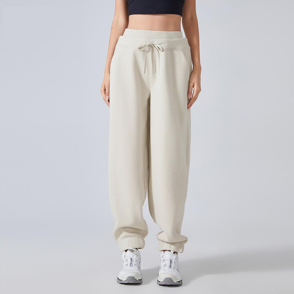 Pantalon de sport thermique doublé polaire automne-hiver 5544 pour femme, pantalon de survêtement décontracté assorti, coupe ample et fuselée, idéal pour le fitness et le yoga.