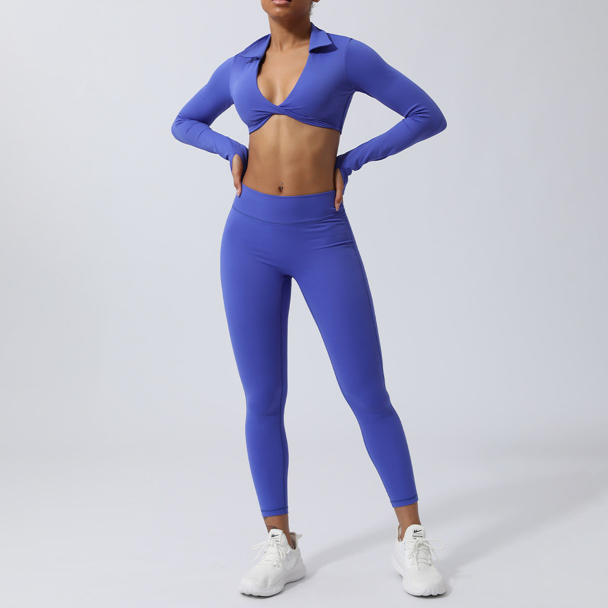 Wrinkle Hip Lifting Yoga Clothes Trousers Nude Feel Quick Drying Fitness Suit Running Sport Long Sleeve T Shirt With Chest Pad