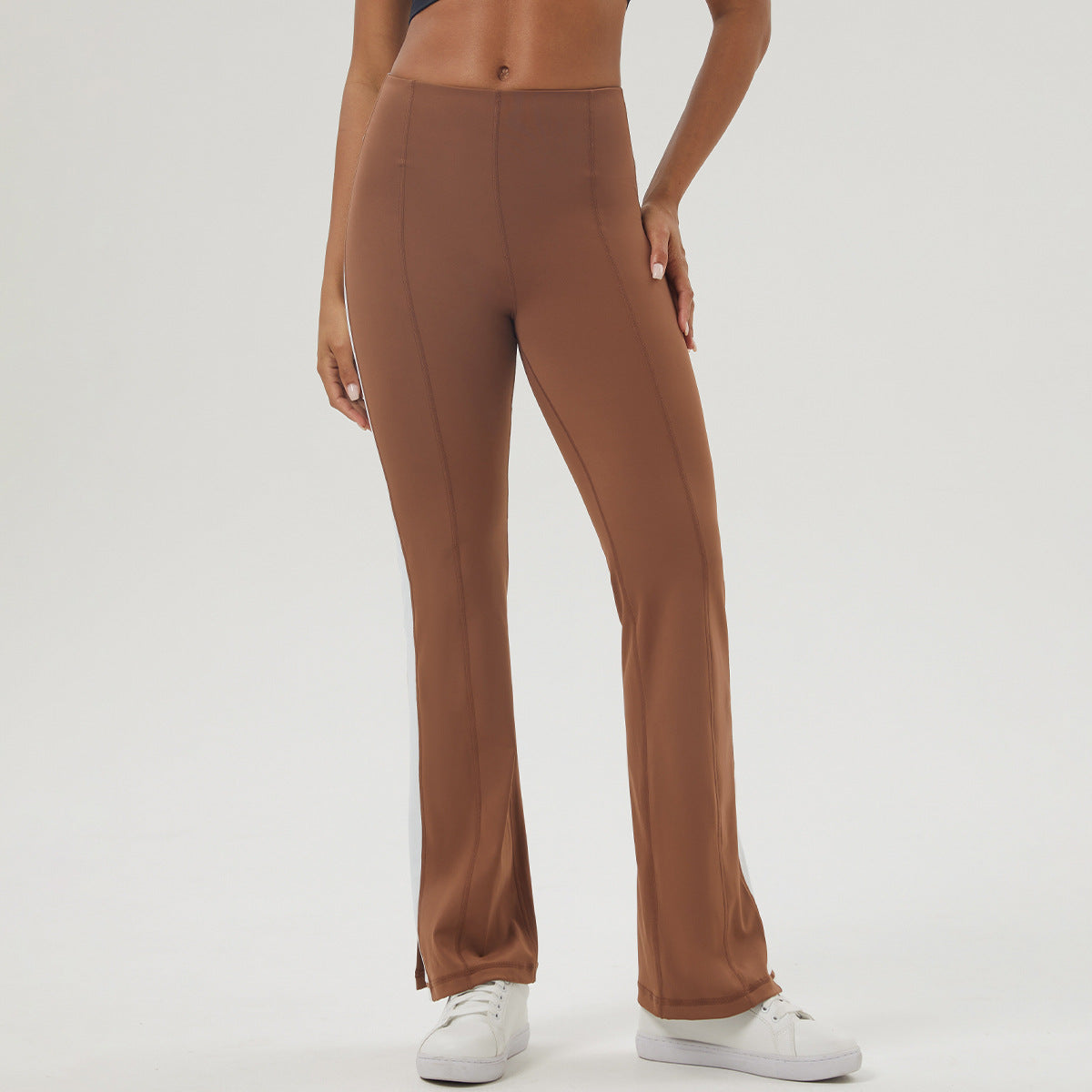 Color Matching Slit Yoga Bell Bottom Pants High Waist Hip Lift Sports Trousers Indoor Dance Fitness Bell Bottom Pants