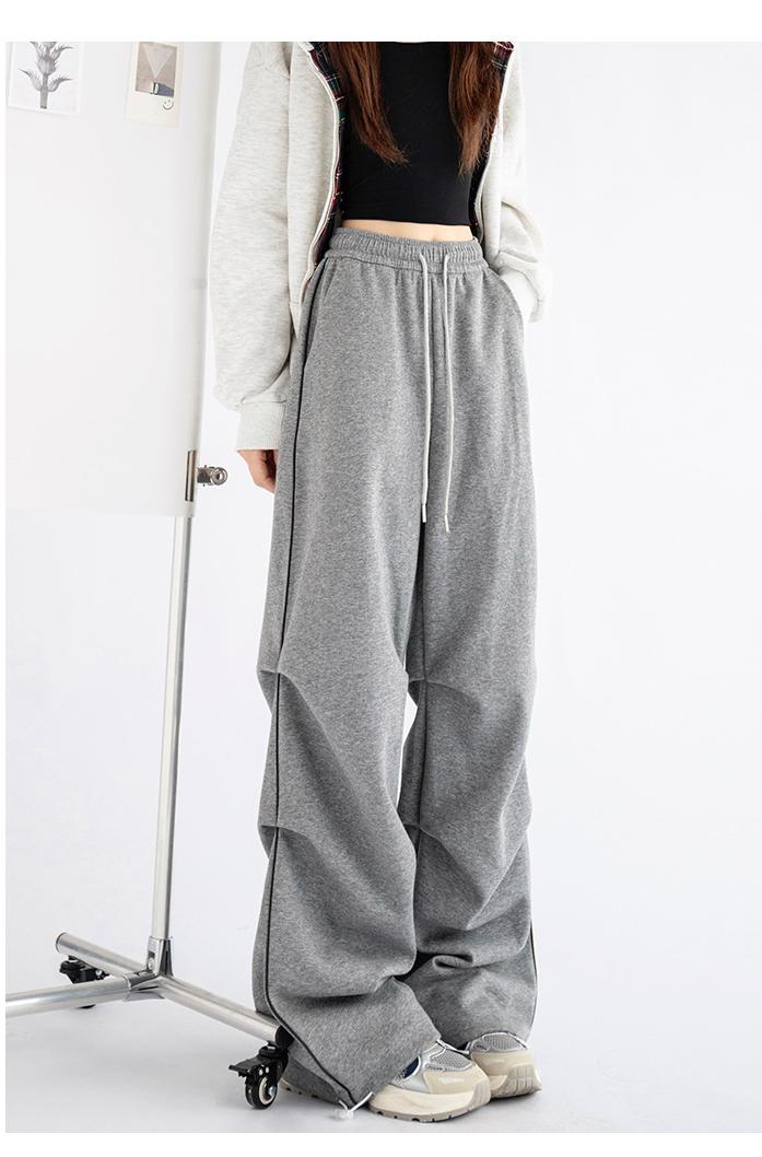 Pantalones deportivos casuales de verano para mujer, pantalones casuales con tiras luminosas, pantalones casuales de cintura alta con textura suelta, pantalones rectos de pierna ancha