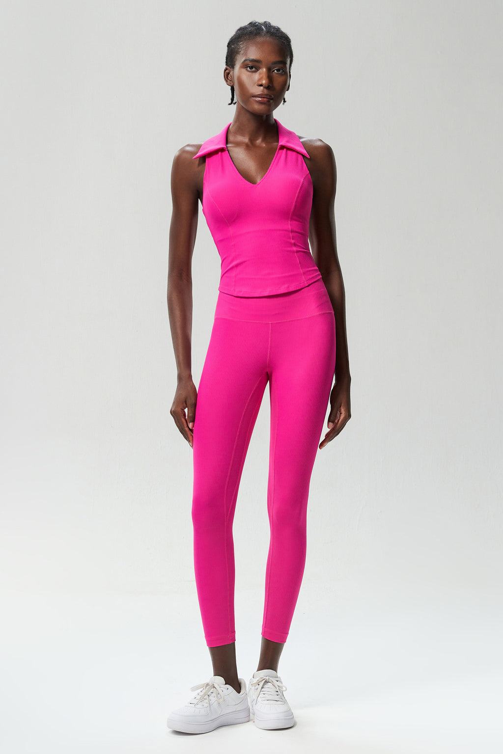 Fitness Yoga Wear Suit Women Tight Stretch V Neck Sports Running Tennis Suit Two Piece Set