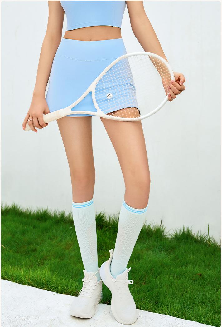 Summer Slim Fit Quick Drying Tennis Skirt Running Fitness Skirt Anti Exposure Faux Two Piece Sports Mini Short Culottes