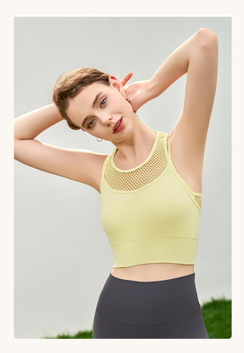 Vest Yoga Women Sports Underwear Moisture Wicking High Elastic 3D Seamless Seamless Weaving Yoga Workout Underwear Faux Two Pieces