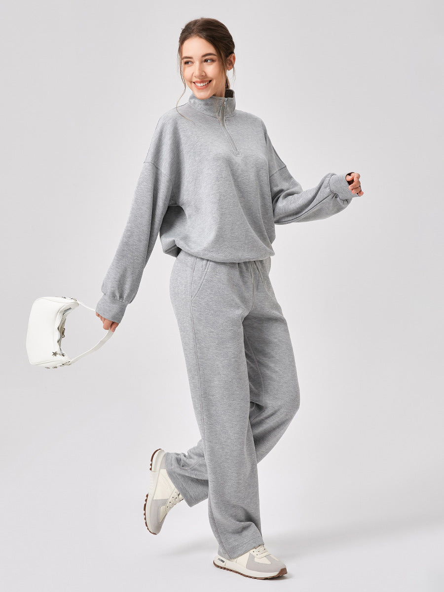 Women Fall Winter Yoga Wear Sports Sweater Modal Loose Casual Stand Collar Running Fitness Sports Top