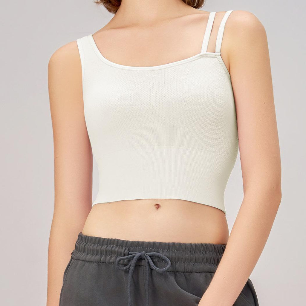 Women Sports Vest Integrated Chest Pad Asymmetric Shoulder Strap Workout Beauty Back Underwear for Women