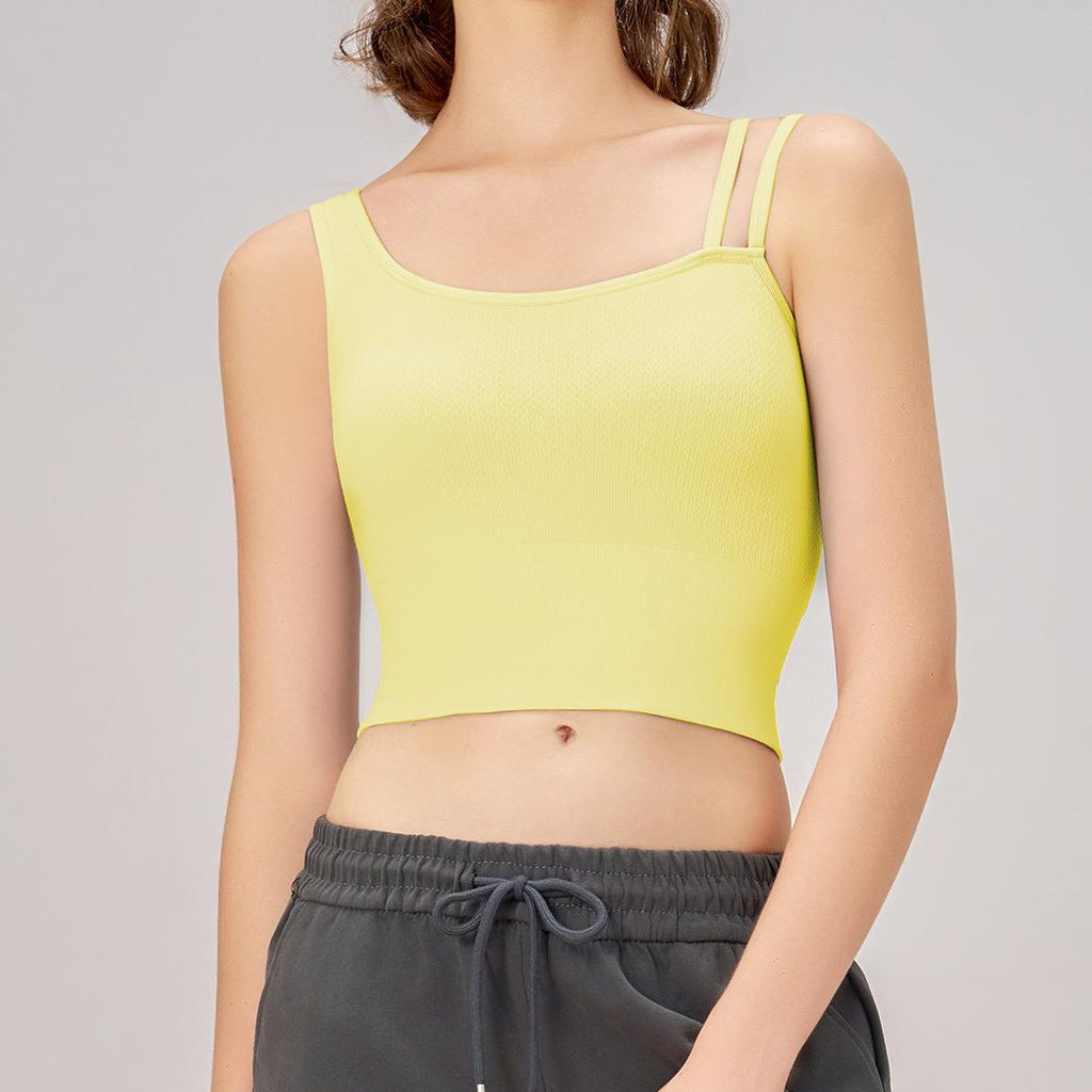 Women Sports Vest Integrated Chest Pad Asymmetric Shoulder Strap Workout Beauty Back Underwear for Women