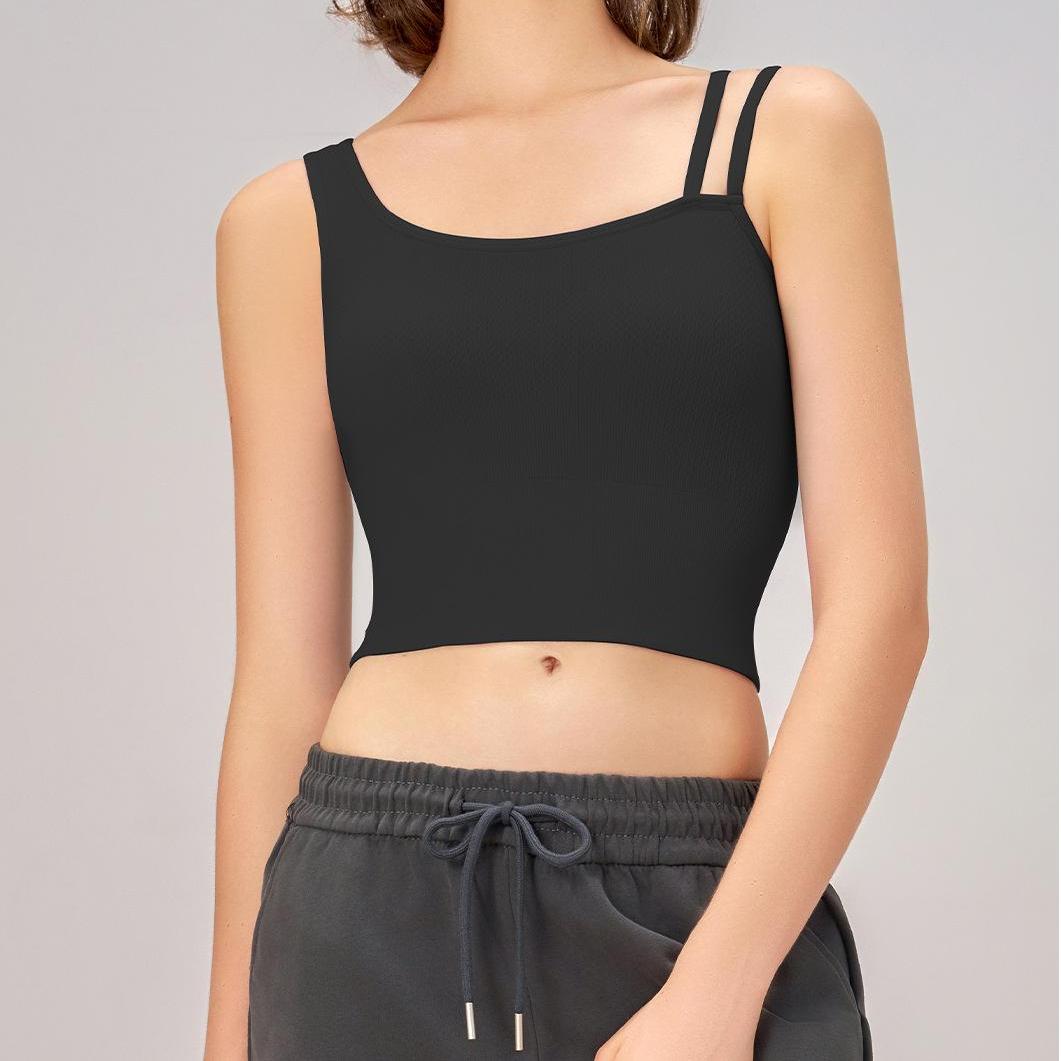 Women Sports Vest Integrated Chest Pad Asymmetric Shoulder Strap Workout Beauty Back Underwear for Women