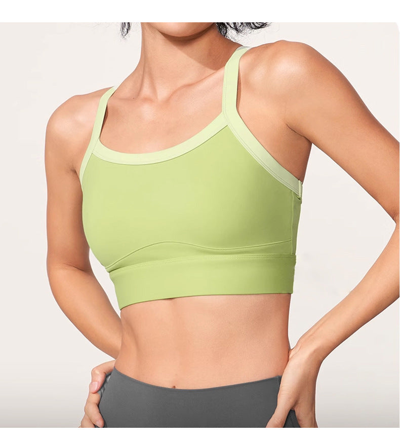 Gilet de yoga push-up respirant à bonnets fixes et section fine, idéal pour le fitness, la course et les sauts. Soutien-gorge de sport haute résistance pour un dos galbé.