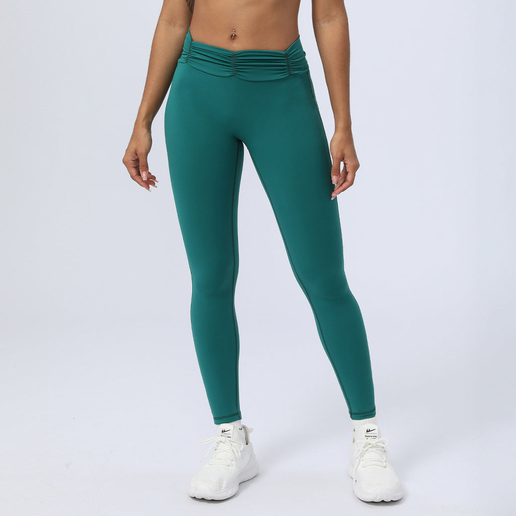 Arrival Nude Feel Pleated Yoga Ninth Pants Women No T Line Peach Hip Raise Fitness Pants Sports Hip Shaping Trousers