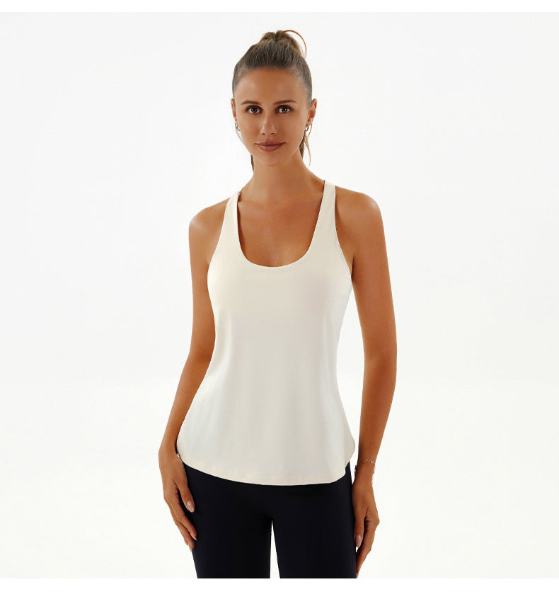Sportswear Women Back Yoga Clothes Sleeveless Blouse Breathable Vest Fitness Running False Two Pieces Suit Top