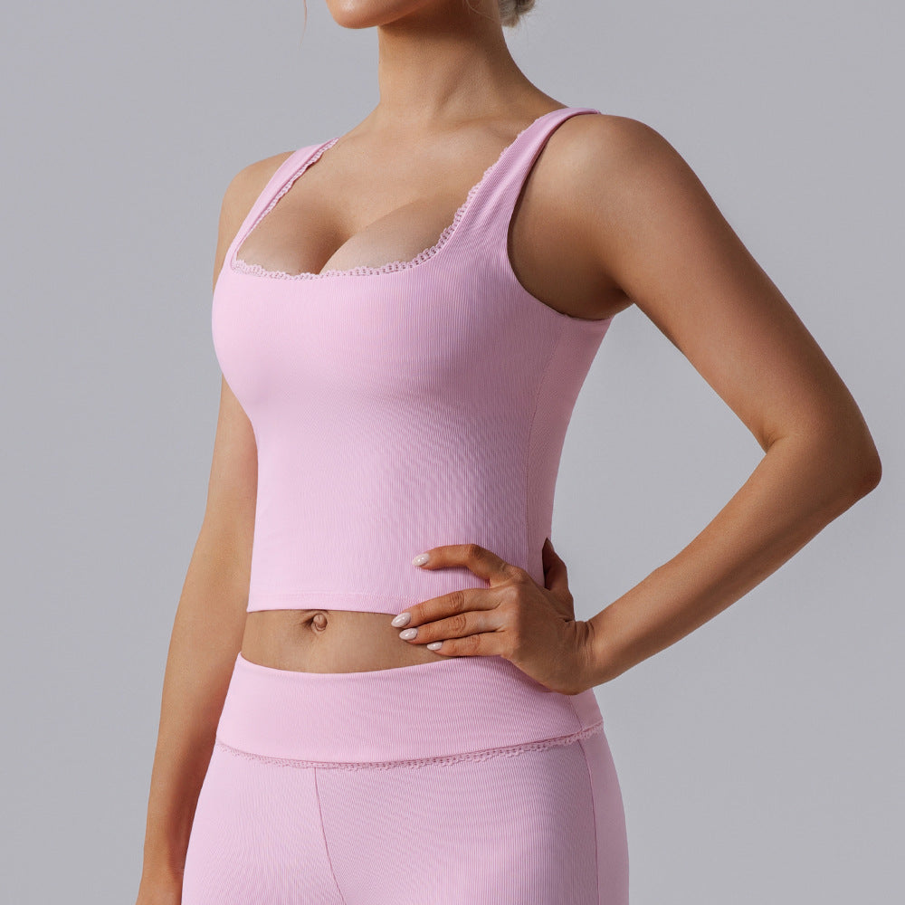 Tight Beauty Back Exercise Yoga Clothes Vest Women Thread Quick Drying Breathable Outer Wear Running Waist Tight Workout Clothes