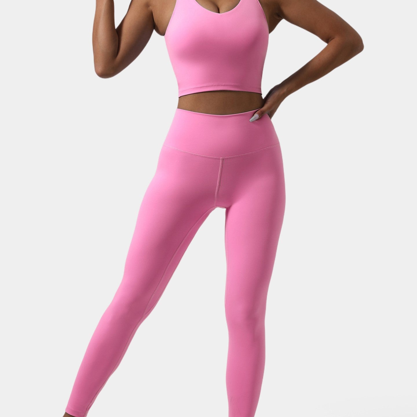 Stitching Sports Women Vest High Waist Cropped Pants Yoga Running Fitness Two Piece Sets