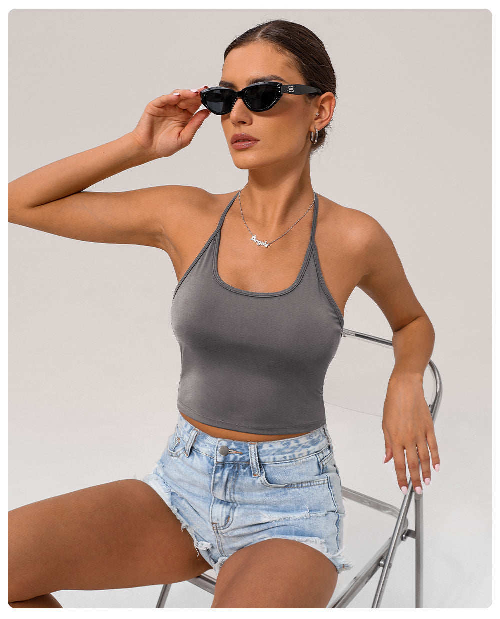 Sexy Halter Yoga Vest Cushion Back Tight Casual Running Quick Drying Sports Underwear Women