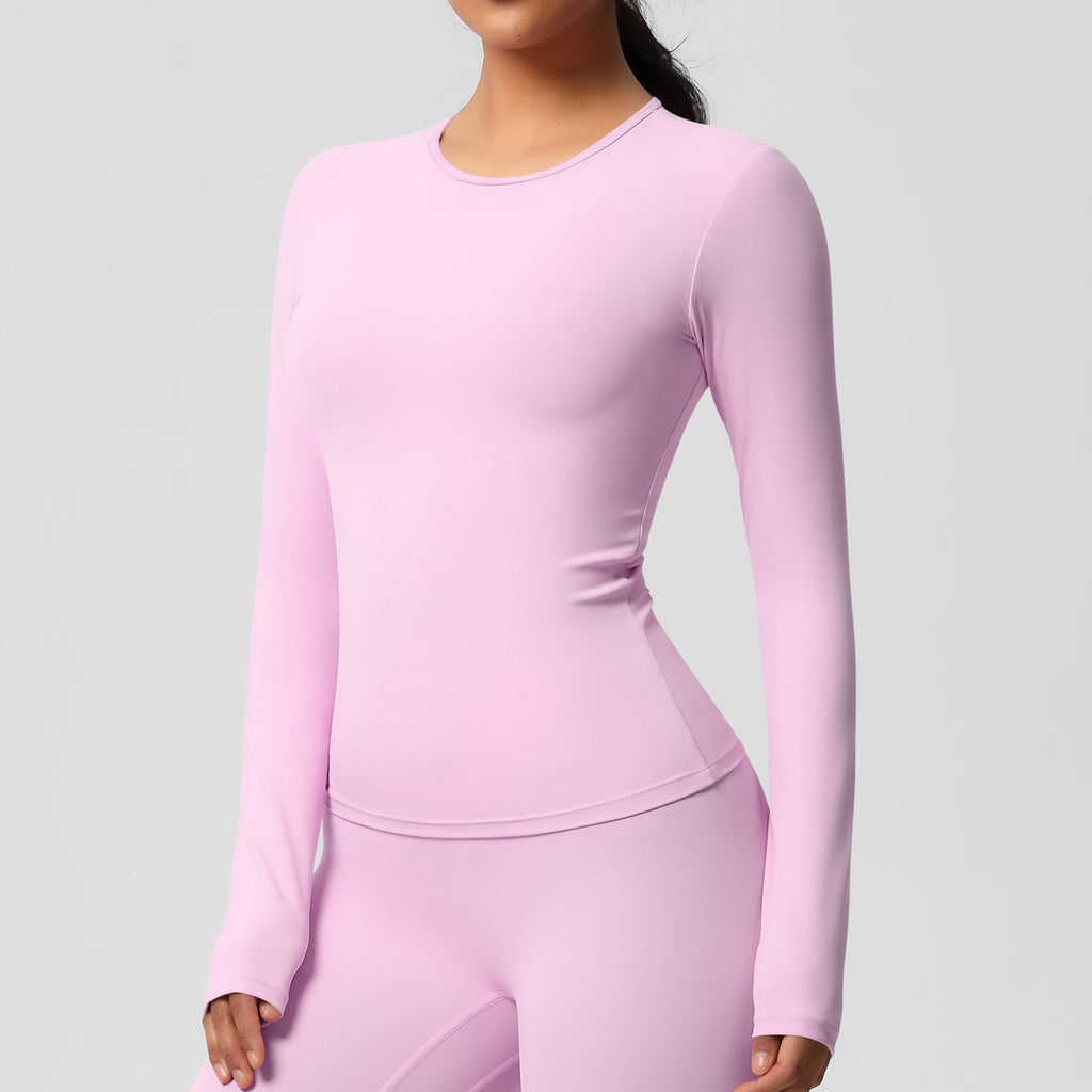 Nude Feel Brushed Slimming Tight High-Strength Running Pilates Daily Workout Clothes Yoga Long Sleeve Women