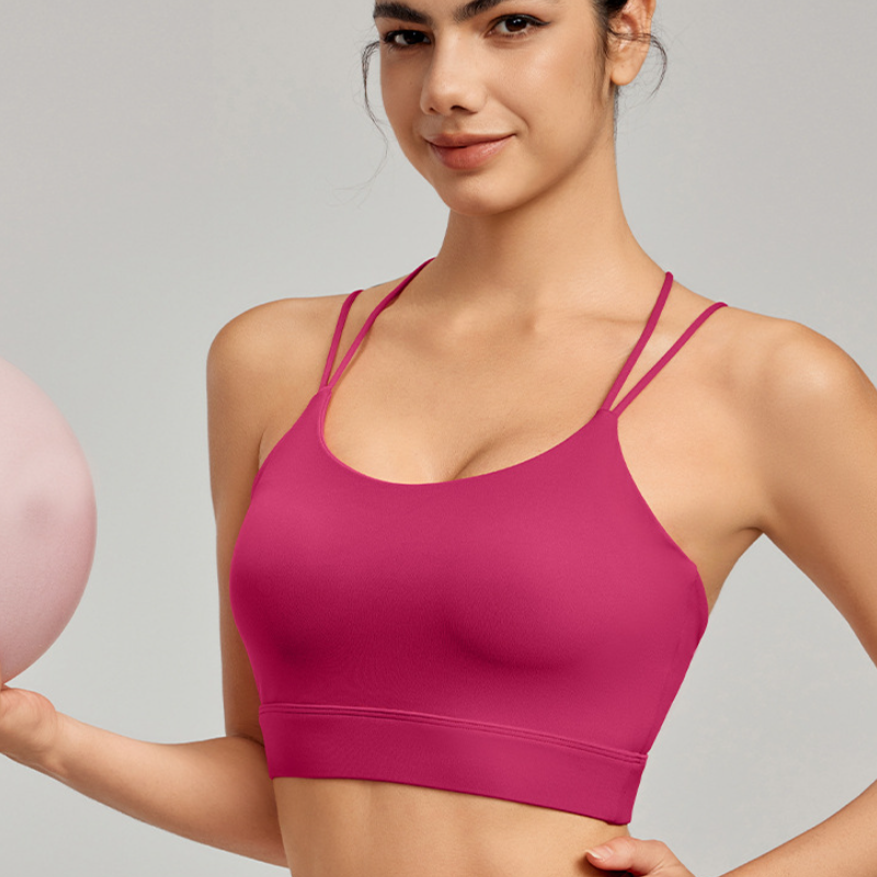 Sports Underwear Fixed Cup High Support Cross Yoga Vest Non Slip Spaghetti Strap Fitness Vest