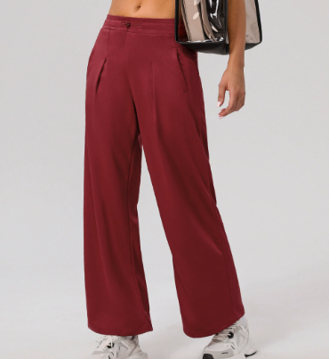 Pantalones deportivos casuales de pierna ancha con cintura alta y realce de cadera, pantalones drapeados con bolsillo adelgazante, pantalones sueltos para yoga y baile.