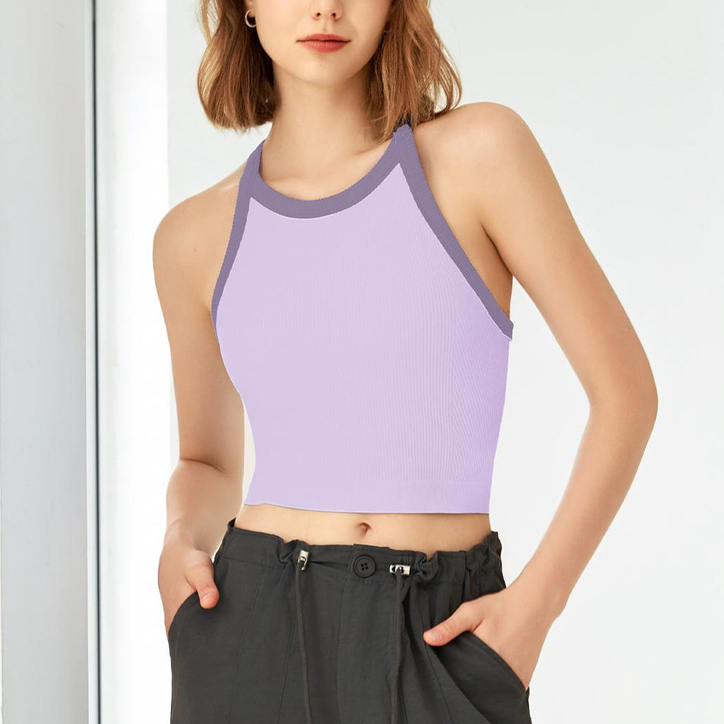 Autumn Winter Contrast Color High Elastic Sports Underwear Women Bra Yoga Clothes Vest Fixed Cup