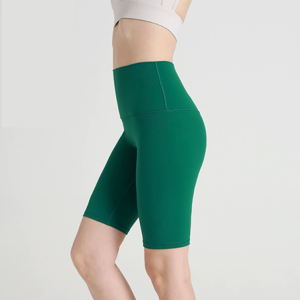 Pantalones de yoga de cinco puntos con efecto nude de verano, cintura alta, ajustados, para ciclismo, secado rápido, para fitness y yoga, para mujer.
