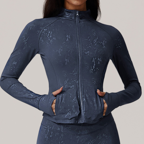 Silver Quick Drying Tight Long Sleeve Running Top Breathable Nude Feel Training Fitness Yoga Wear Coat Women