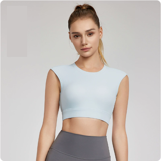 Débardeur de sport dos nu pour femme, manches courtes, avec coussinets de poitrine, dos sexy et manches aviateur, haut de yoga