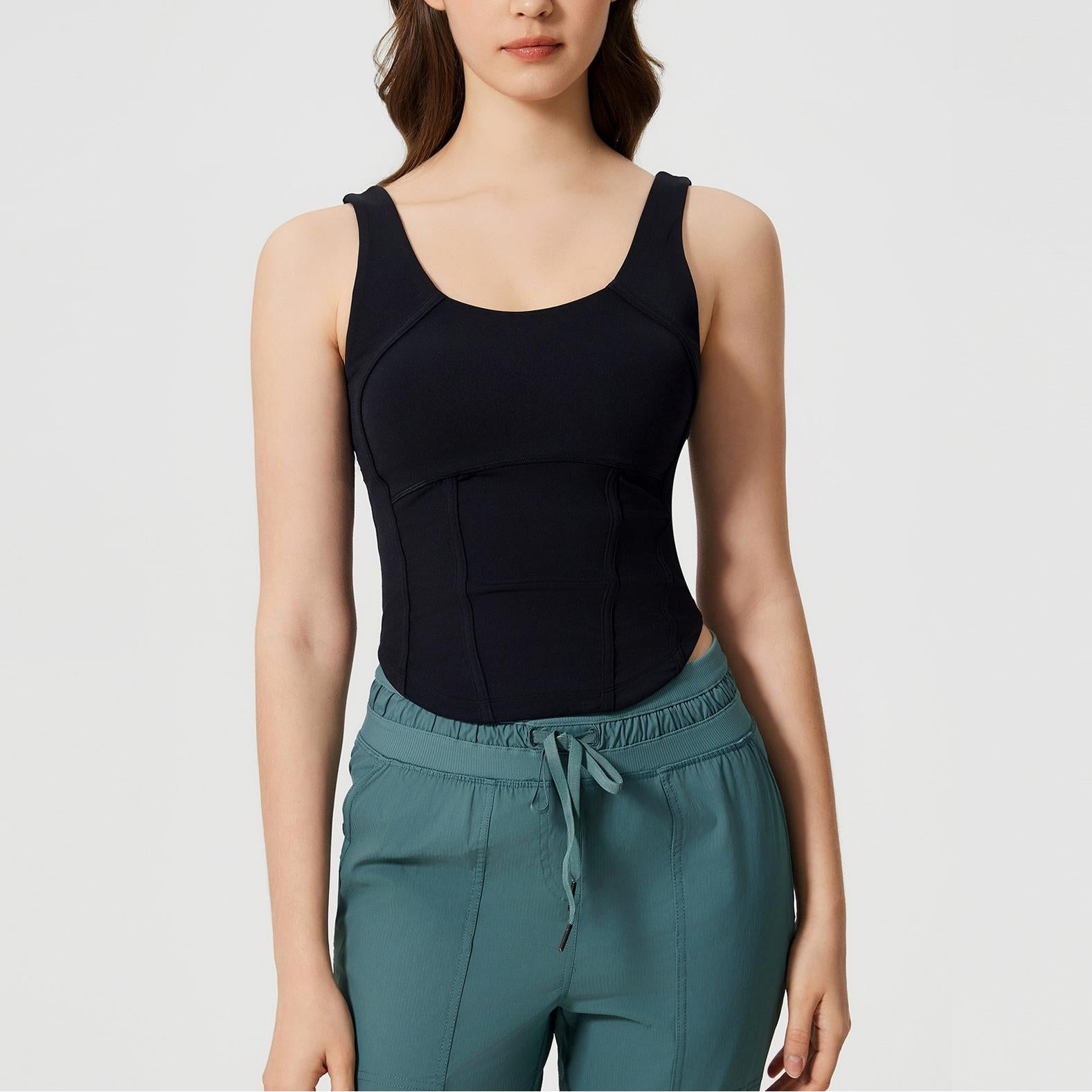 Short Slim Fit Slimming Sports Vest for Women with Chest Pad Nude Feel Skin-Friendly Beauty Back Sleeveless Fitness Yoga Wear