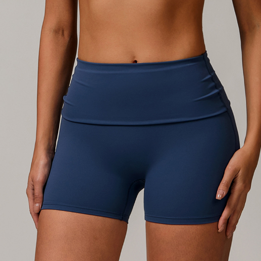 Sollinarry Sustainable Recycled Fold High Waist Quick Drying Yoga Shorts Women Sports Hip Lifting Running Workout Shorts