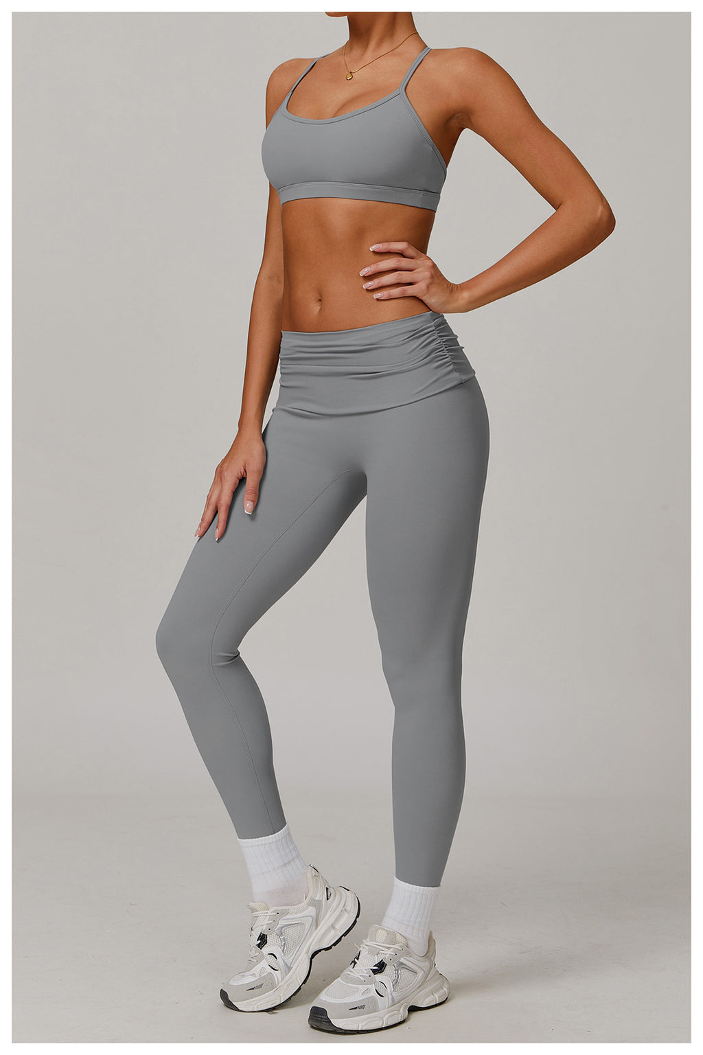 Sollinarry Folding High Waist Yoga Pants Women Cloud Feeling Belly Contracting Hip Lifting Sports Pants Casual All Matching Exercise Workout Pants