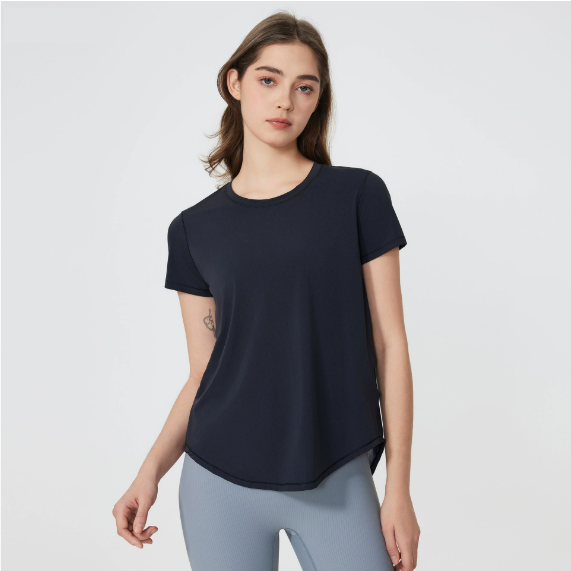 Summer Casual Quick Drying Short Sleeved T shirt Women Loose Breathable Running Workout Yoga Top
