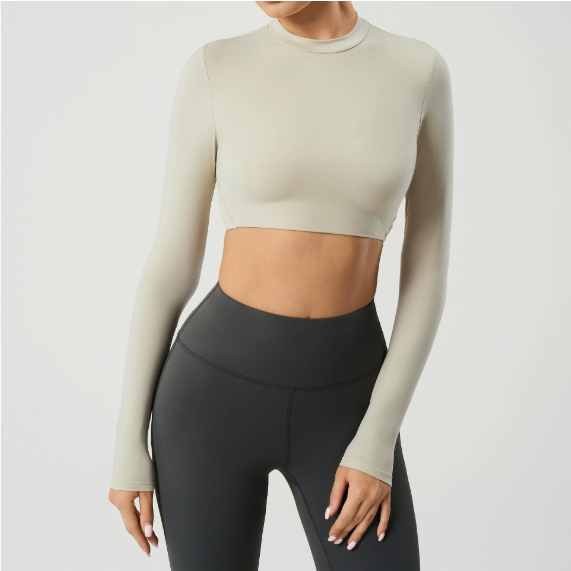 Yoga Clothes Women Tight Sports Long Sleeved T shirt Workout Training Clothes Firm Abs Crop Top Short Top Summer