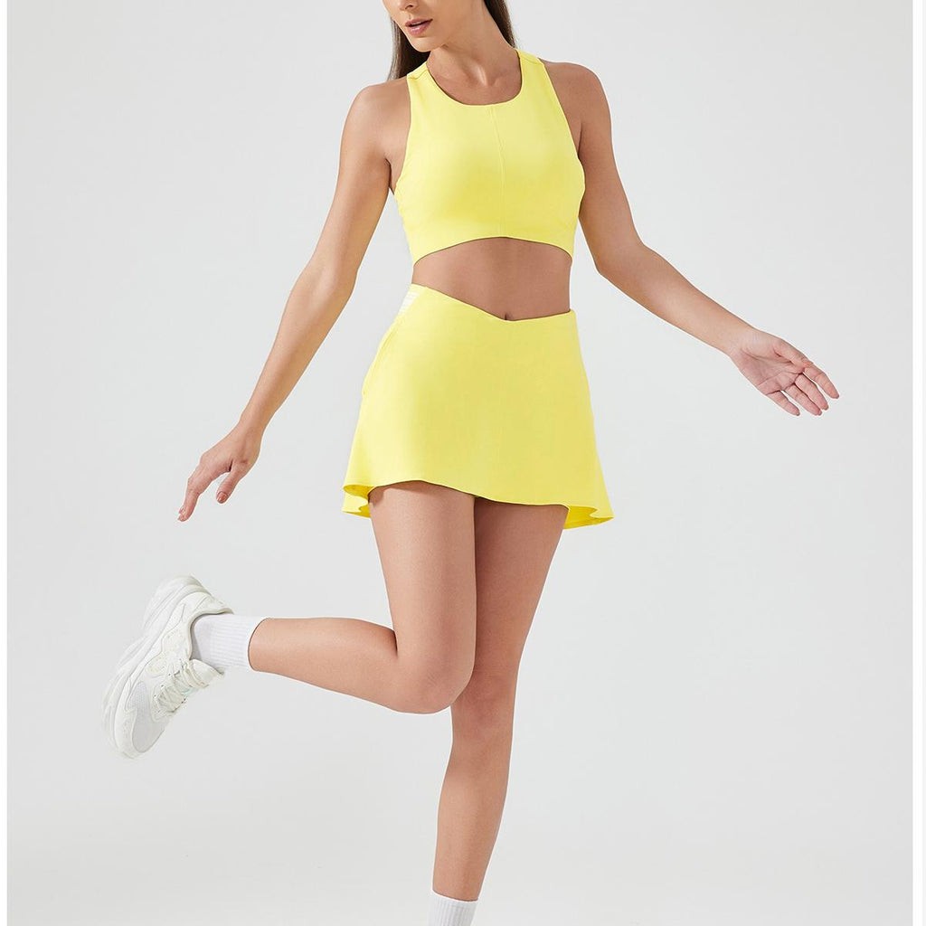 Summer Faux Two Piece Fitness Sports Skirt Women Breathable Tennis Skirt High Waist Yoga Skirt