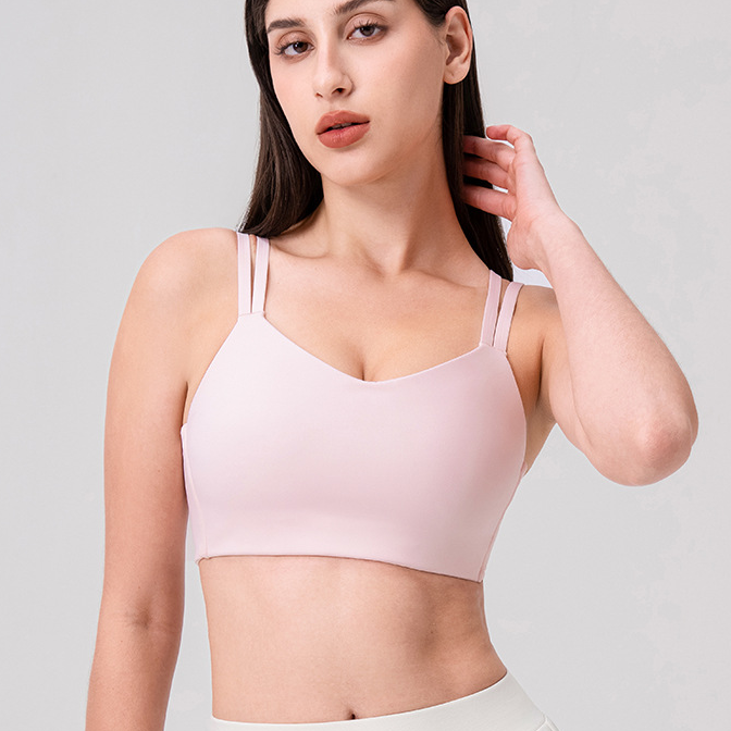 Yoga Beauty Back Exercise Underwear One Piece Cup Bra High Elastic Fit Shoulder Strap Fitness Running Bra