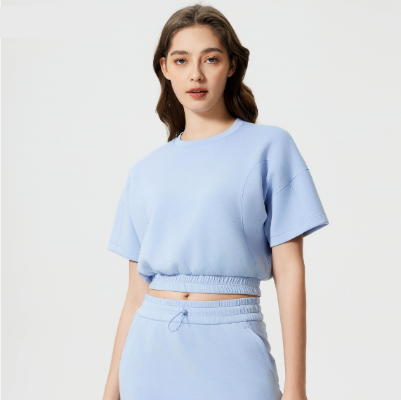 Summer Air Layer Yoga Clothes Short Sleeve Women Short Cropped Exposed Fitness Sports Top T shirt