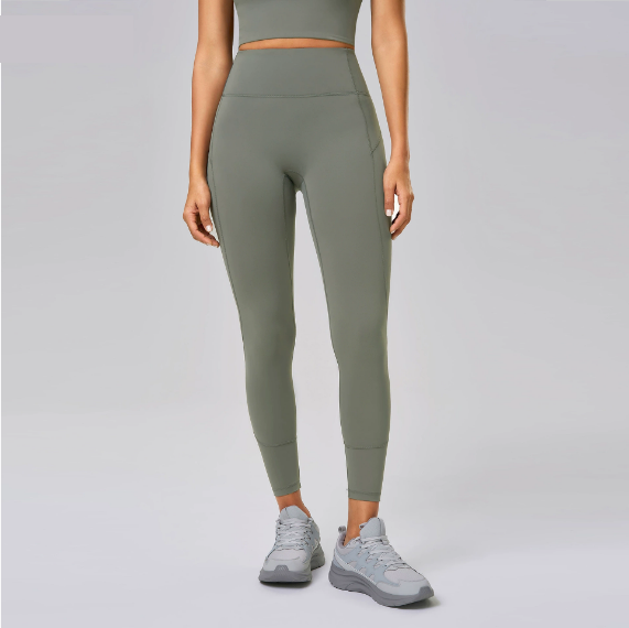 No Embarrassment Line Yoga Pants Women High Waist Hip Lift Fitness Pants Back Waist Pocket Nude Feel Sports Ninth Pants