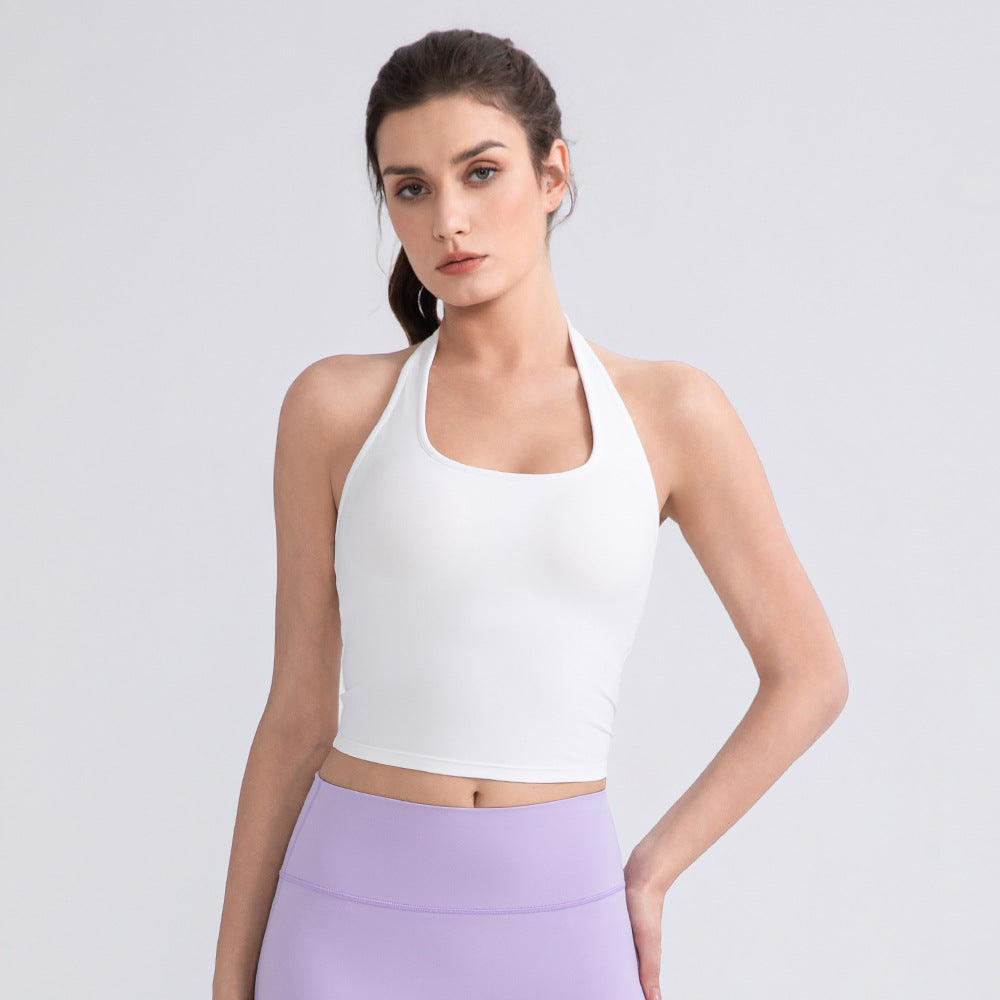 Halter Yoga Vest Naked Women Sense Sports Running Vest with Chest Pad Beauty Back Sexy Sports Top
