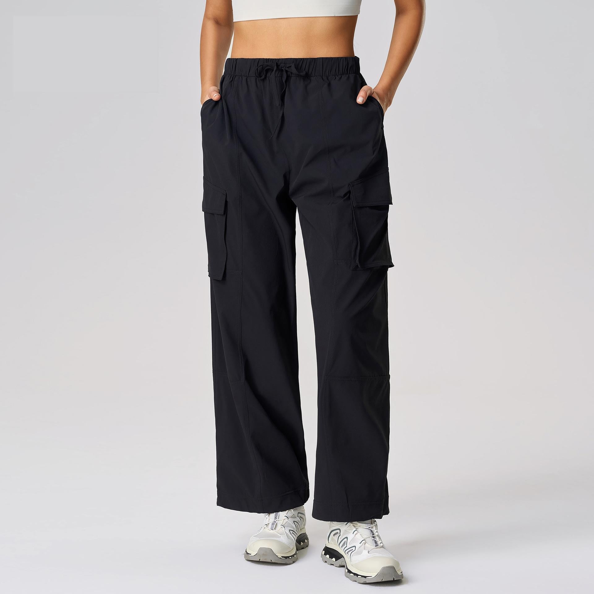 Loose Casual Sports Trousers Women Ankle Tied Wide Leg Two Way Overalls Quick Drying Breathable Yoga Pants