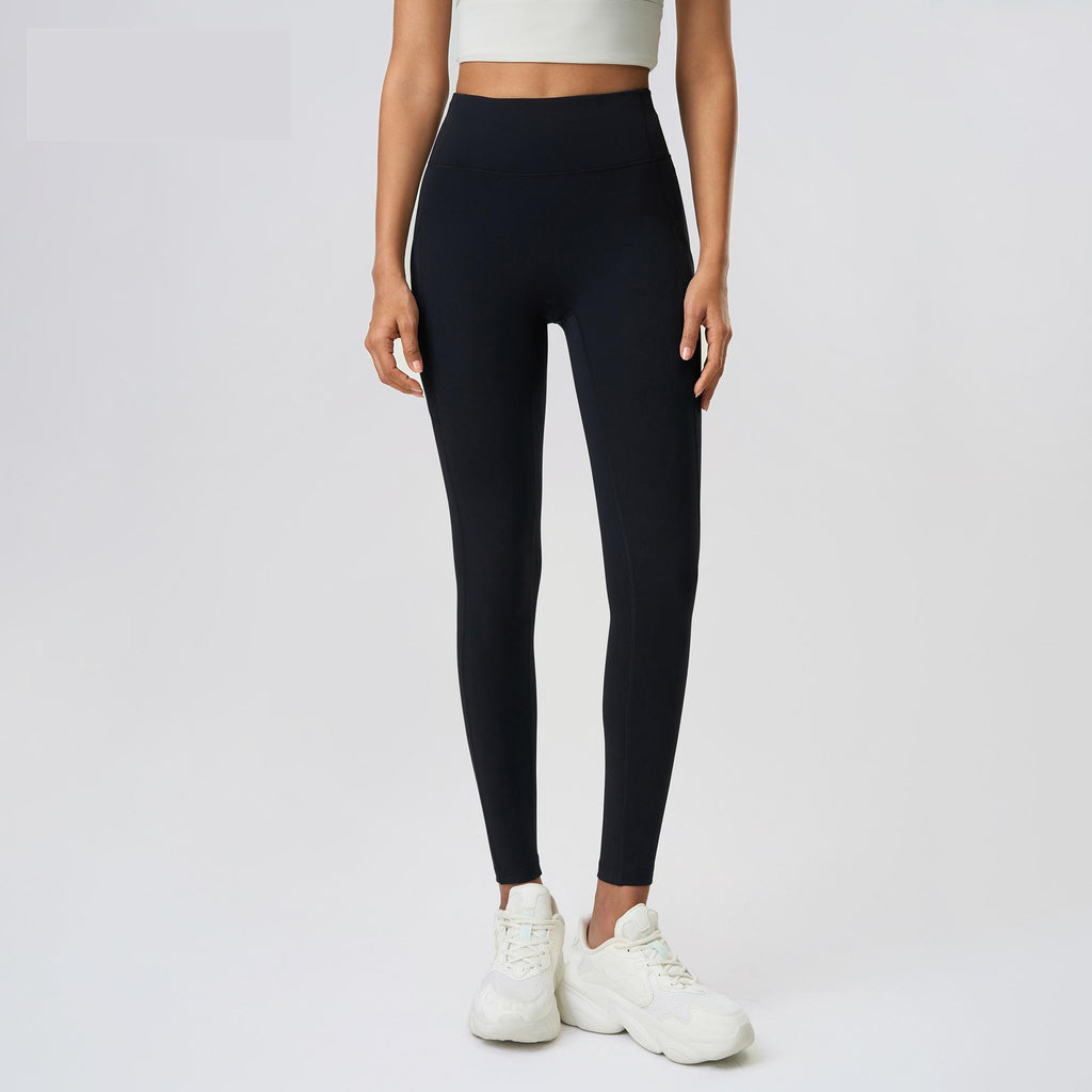 Nude Feel No T Line Exercise Workout Pants Women Hip Lift Belly Shaping Side Pocket Elastic Tight Yoga Ninth Pants