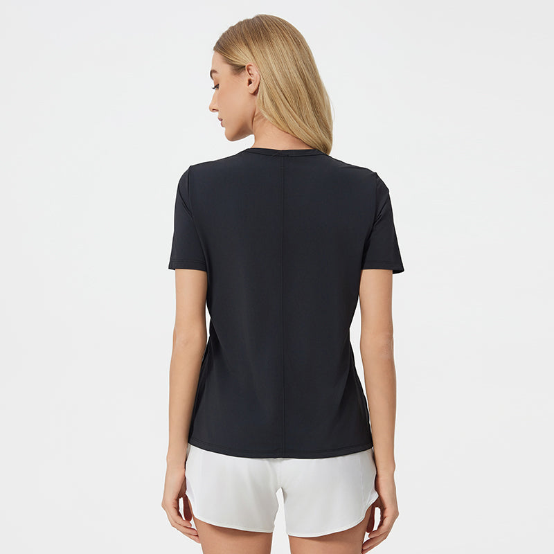 Summer Loose Breathable Yoga Clothes Top Women Side Slit Quick Drying Running Workout Short Sleeve