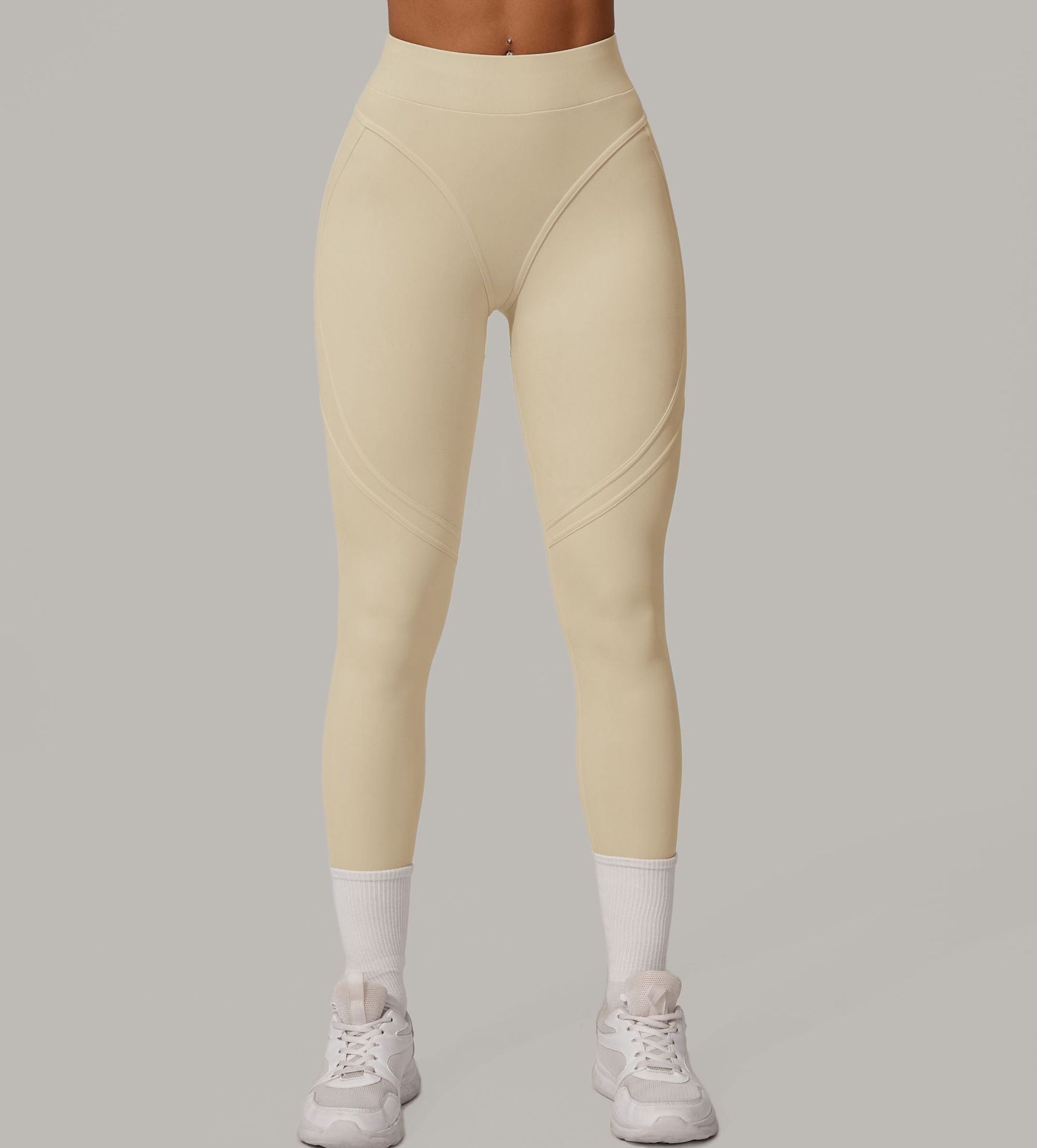 Autumn Sand High Waist Hip Lift Brushed Yoga Pants Running Quick Drying Fitness Pants Waist Slimming Hip Tight Sports Pants