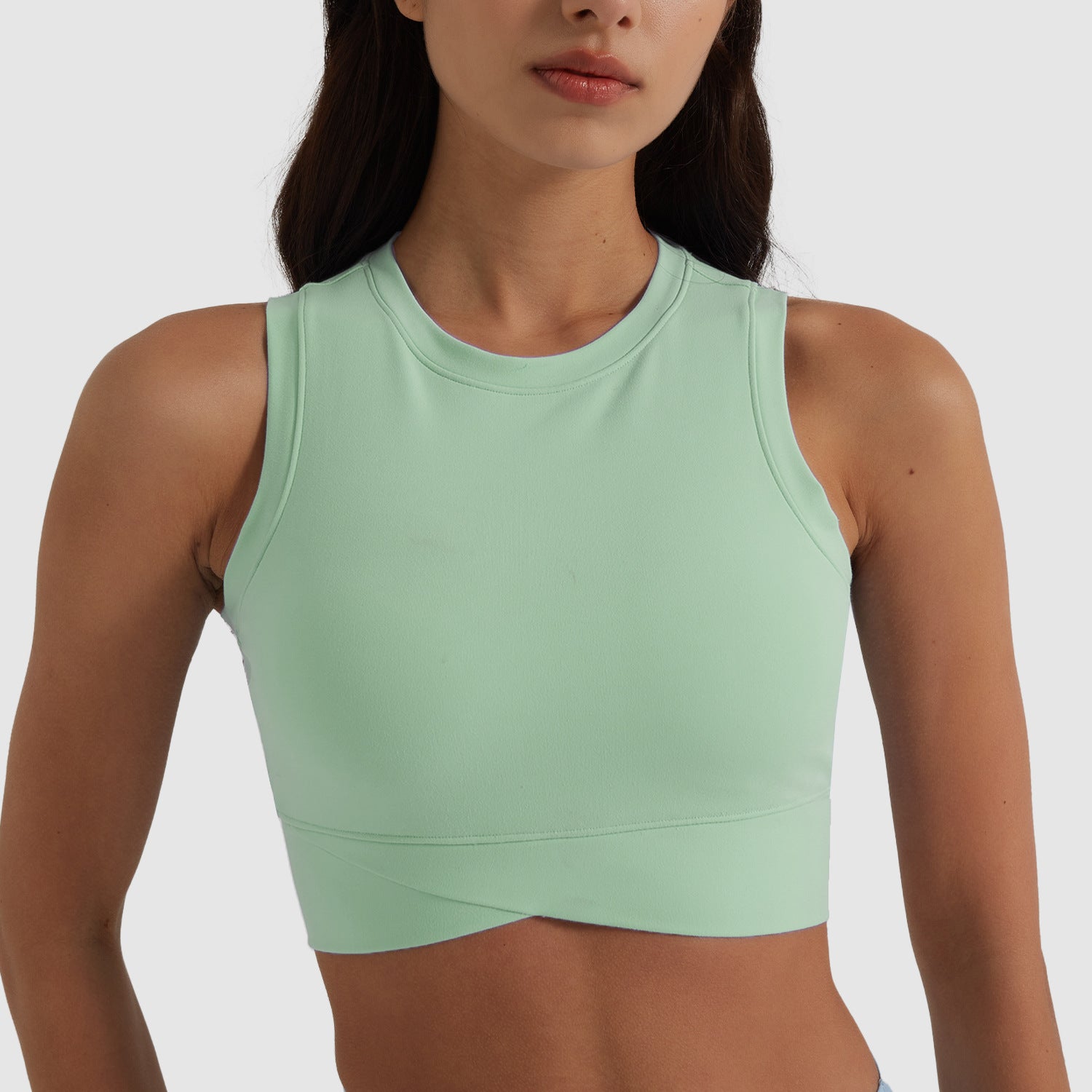 Soutien-gorge de yoga d'été amovible pour femme, sans manches, ourlet croisé, gilet de fitness