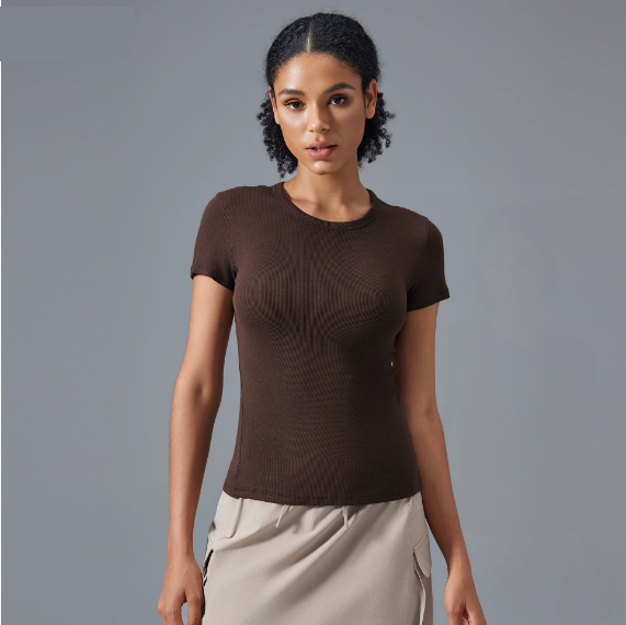 Modal round Neck All Matching Sports Short Sleeve Naked Women Skin Friendly Waist Slimming Fitness Yoga Wear Top