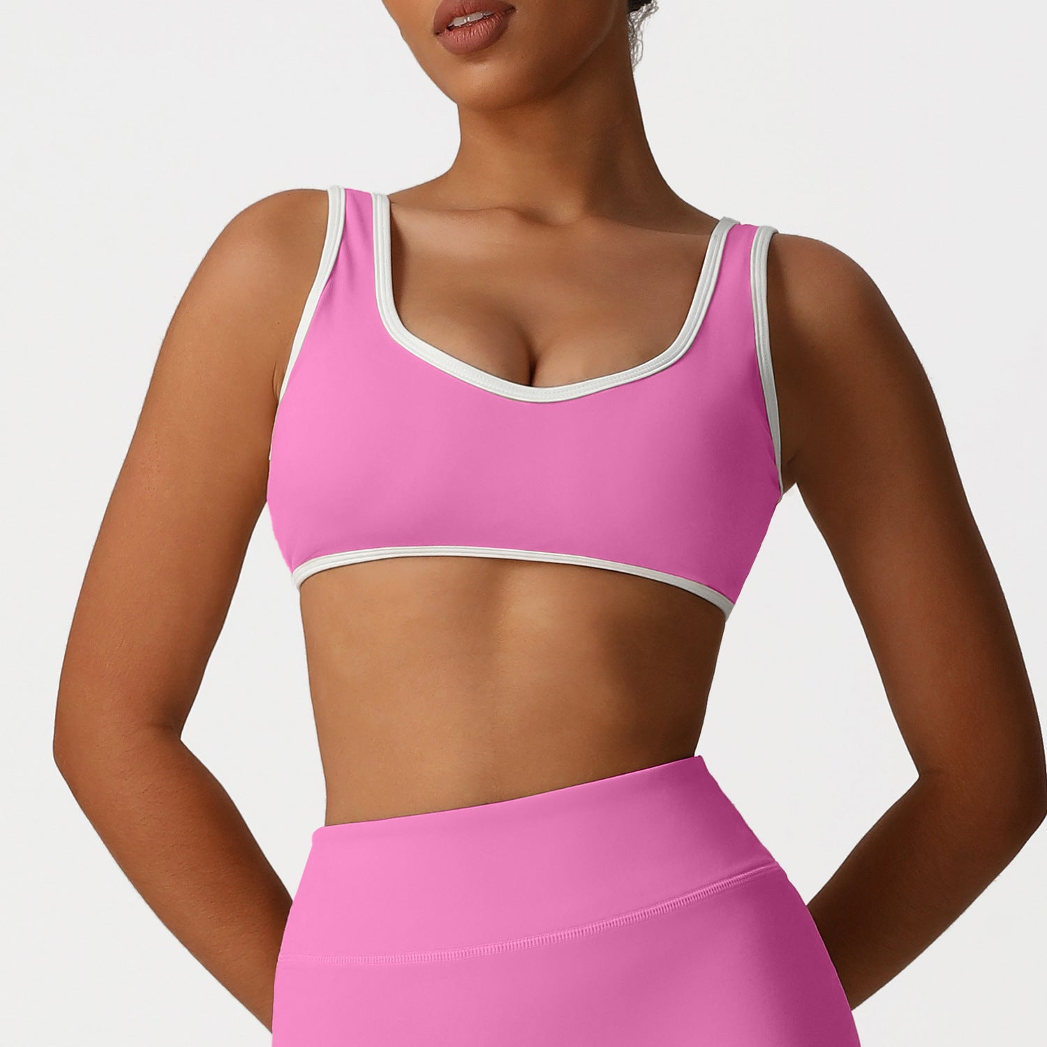 Yoga Clothes Sports Underwear Contrast Color Gathering Bra Fitness Sports Shockproof High Elastic Top Vest