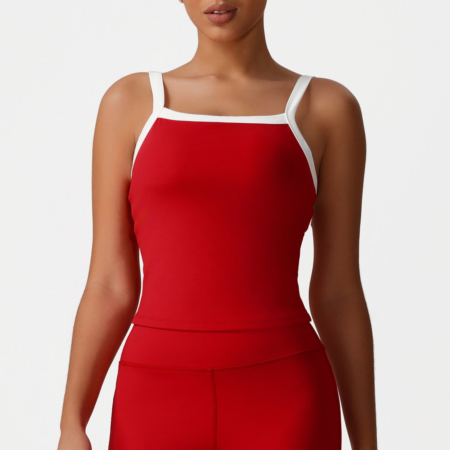 Sleeveless Camisole with Pad Contrast Color Design Yoga Clothes Vest Dance Sports Top