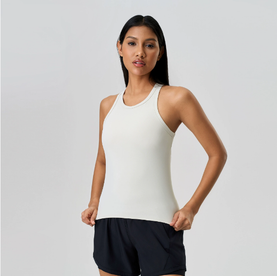 Spring Summer H Shaped Beauty Back Sports Vest Women Slim Fit Sleeveless Fitness Yoga Wear Top with Chest Pad