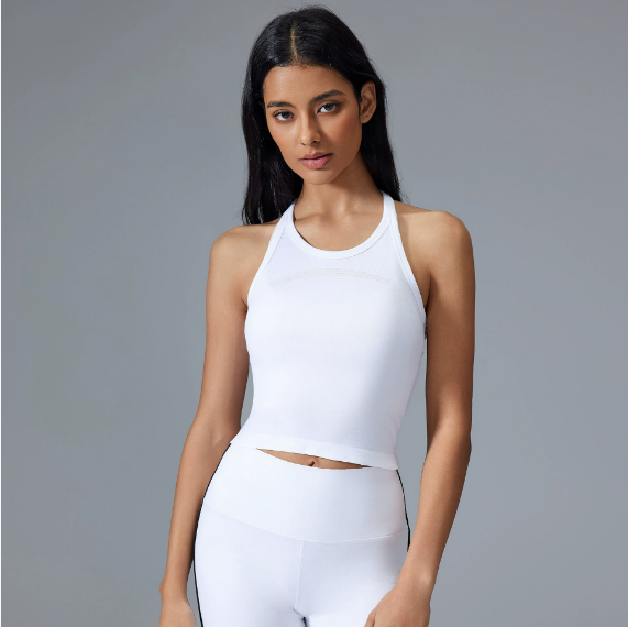 Short Sleeveless Yoga Jacket Women Seamless Seamless Weaving I Shaped Moisture Absorption Breathable Fitness Sports Vest