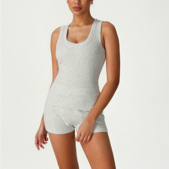 Tight Sleeveless Sports Vest Suit High Waist Casual Bum Lift Shorts Two Piece Sets Training Workout Clothes